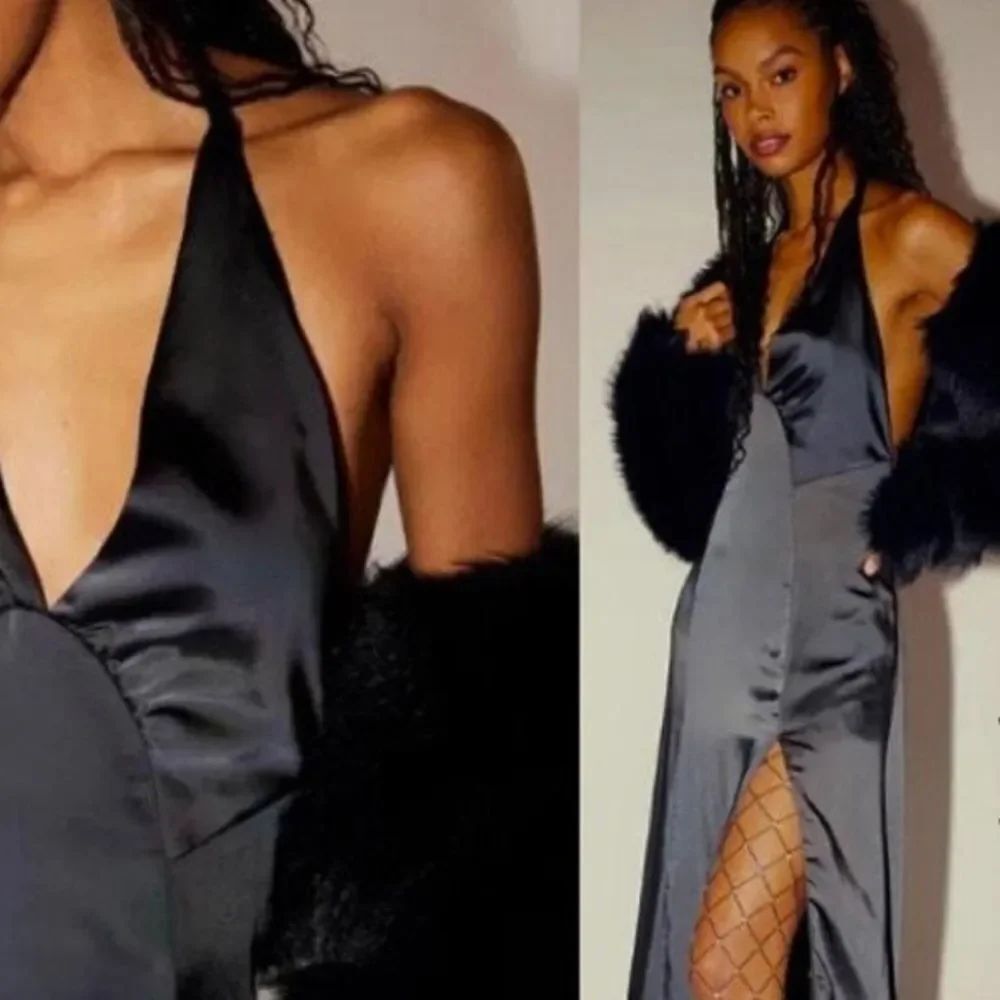 Free People XS Free People Women's Black Satin Dress 'Till Dawn Dress